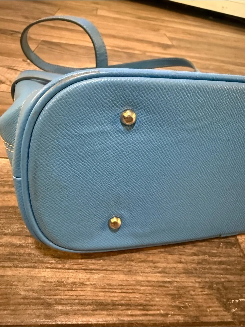 Dooney & Bourke Sky Blue Pebble Leather Logo Lock Tote